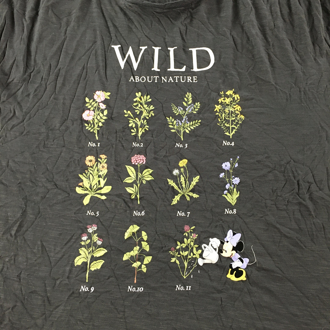 Disney Minnie Mouse Wild About Nature Womens T-Shirt Size 2XL Black