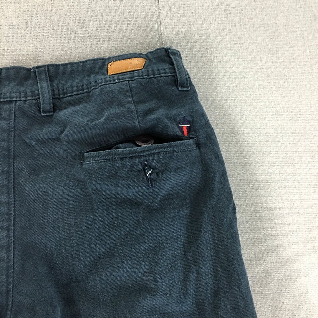 Louis Philippe Mens Chino Pants Size 30 Blue Slim Straight Leg Pockets