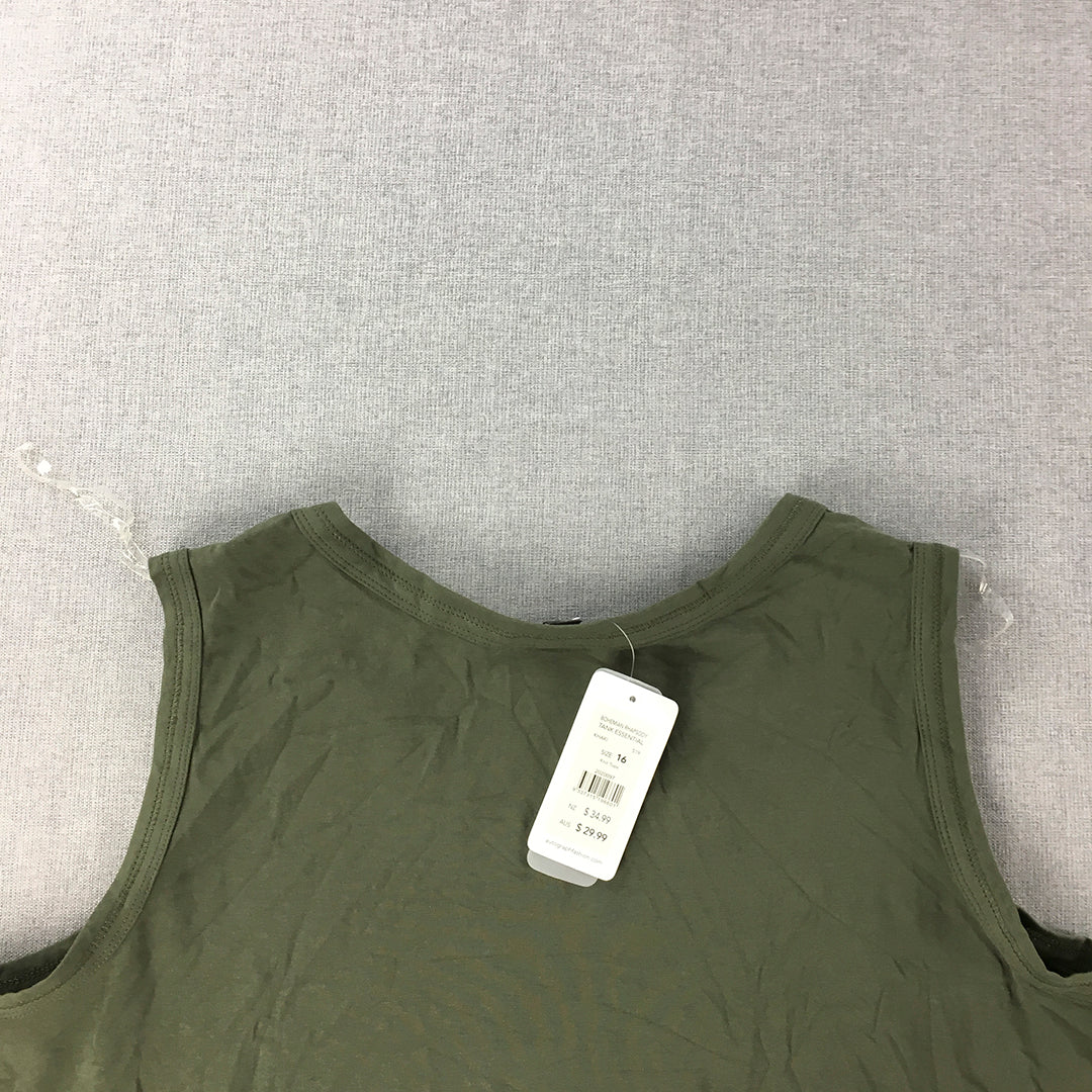 NEW Autograph Womens Tank Top Size 16 Khaki Green Sleeveless Shirt