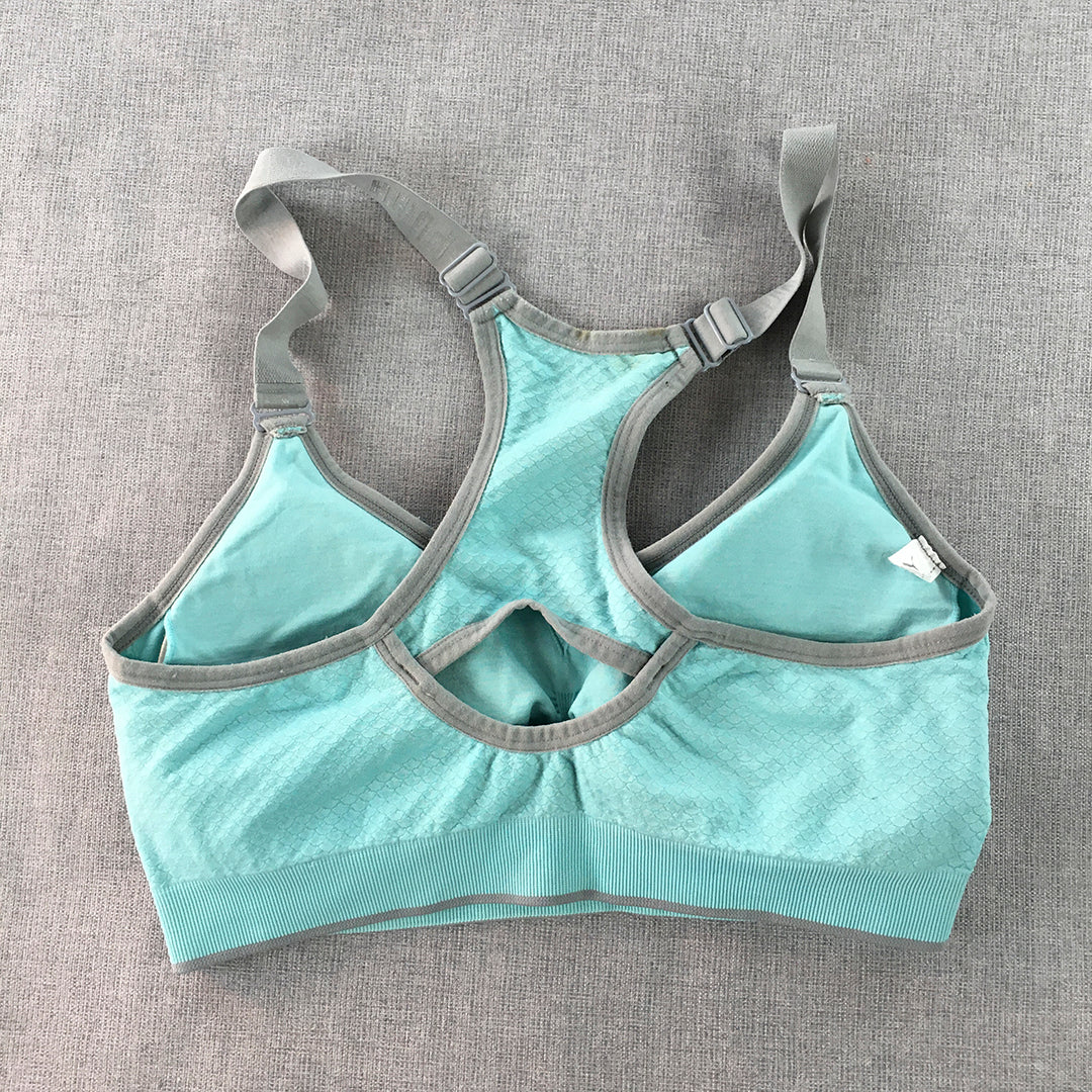 Puma Womens Sports Bra Size M Blue Logo Cropped Top