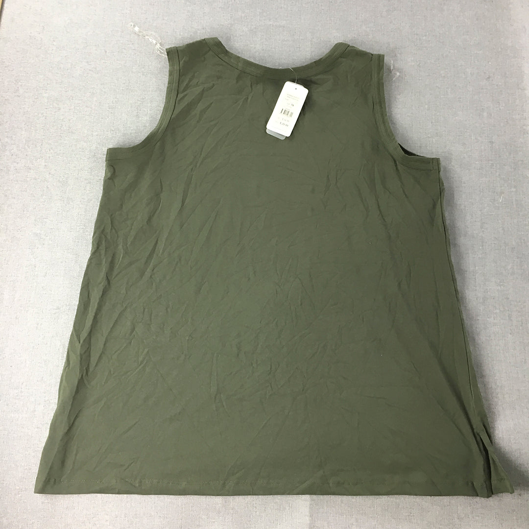 NEW Autograph Womens Tank Top Size 16 Khaki Green Sleeveless Shirt