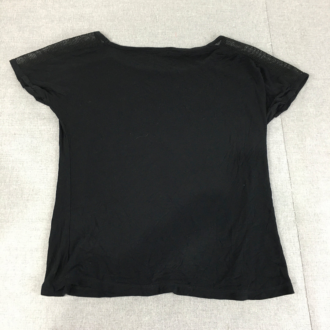 Guess Womens T-Shirt Size M Black Logo Short Sleeve Top