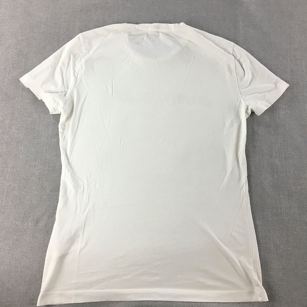 Calvin Klein Jeans Womens T-Shirt Size M White Logo Short Sleeve Top