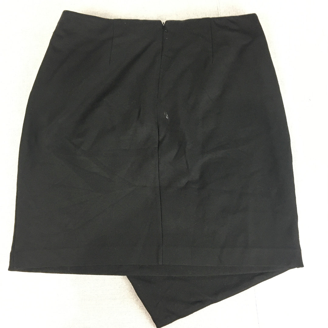 Charlie Brown Womens Pencil Skirt Size XL Black Wrap Asymmetrical Hem