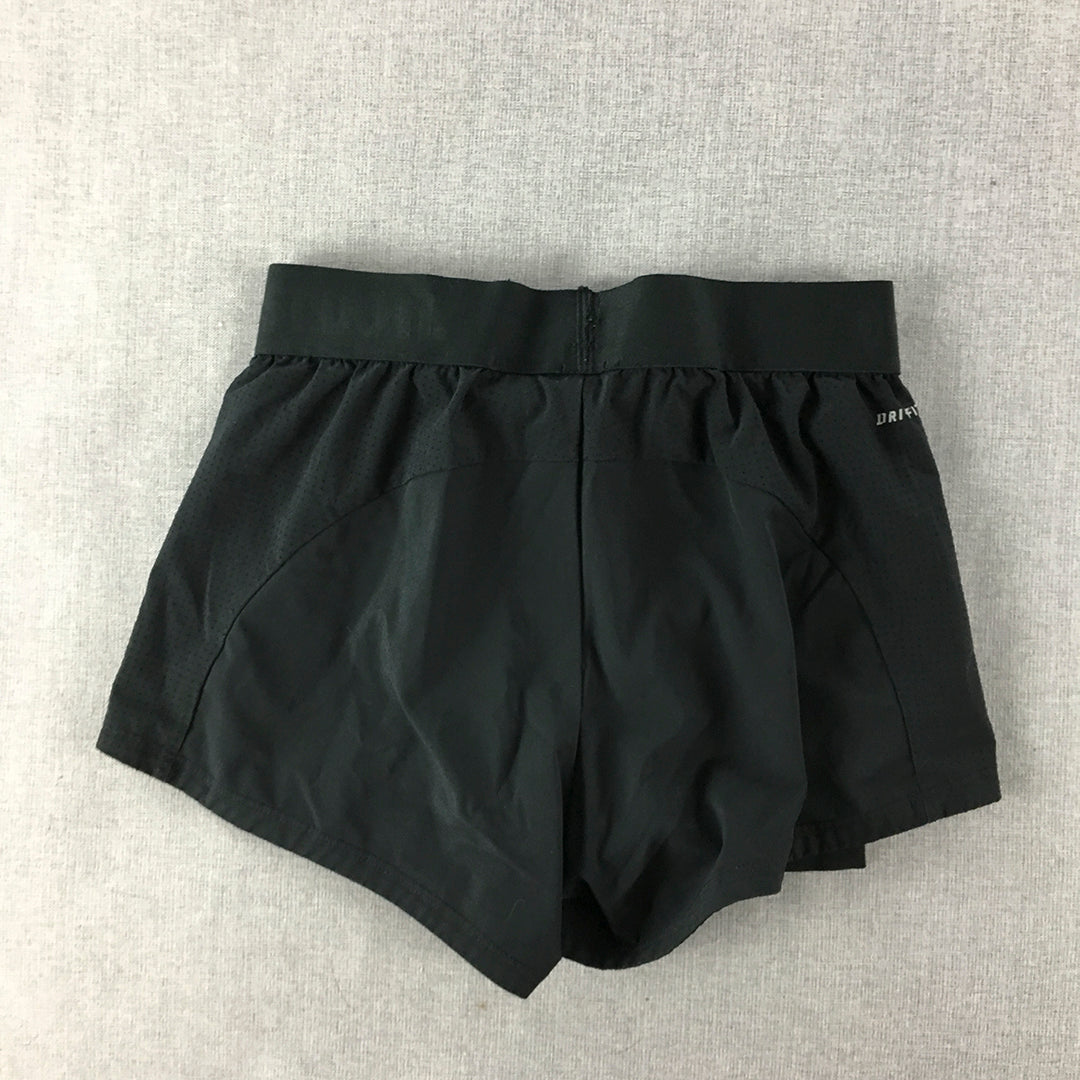 Nike Womens Running Shorts Size XS Black Swoosh Logo Elastic Waist