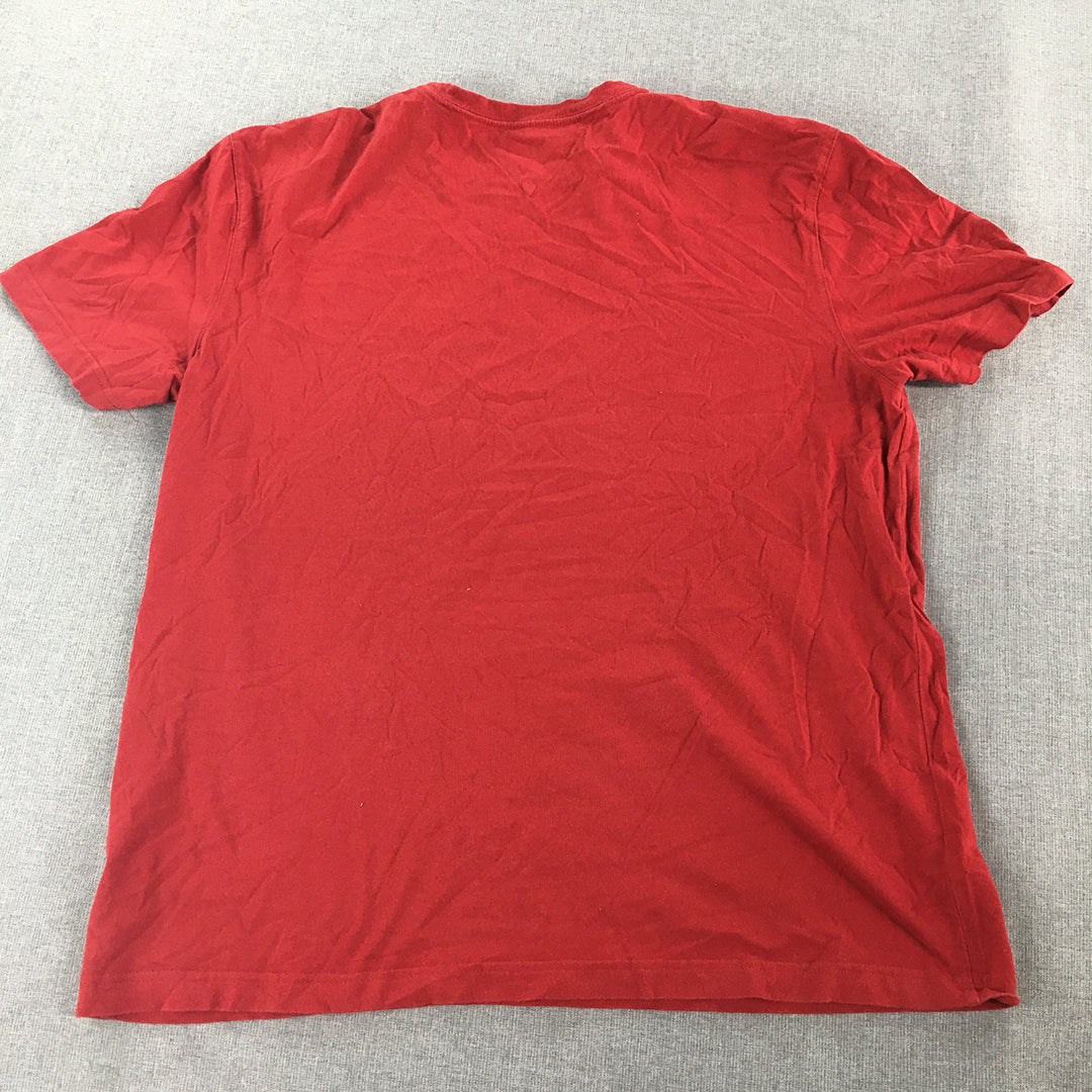 Tommy Hilfiger Mens T-Shirt Size XL Red Logo Short Sleeve Crew Neck Tee