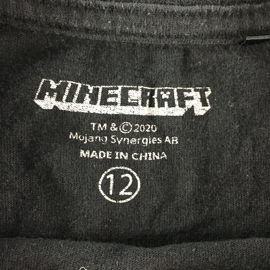 Minecraft Kids Boys T-Shirt Size 12 Black Creeper Short Sleeve Crew Neck Top