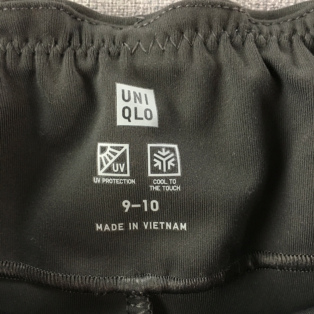 Uniqlo Kids Girls Leggings Size 9 - 10 Years Black Stretch Activewear Pants