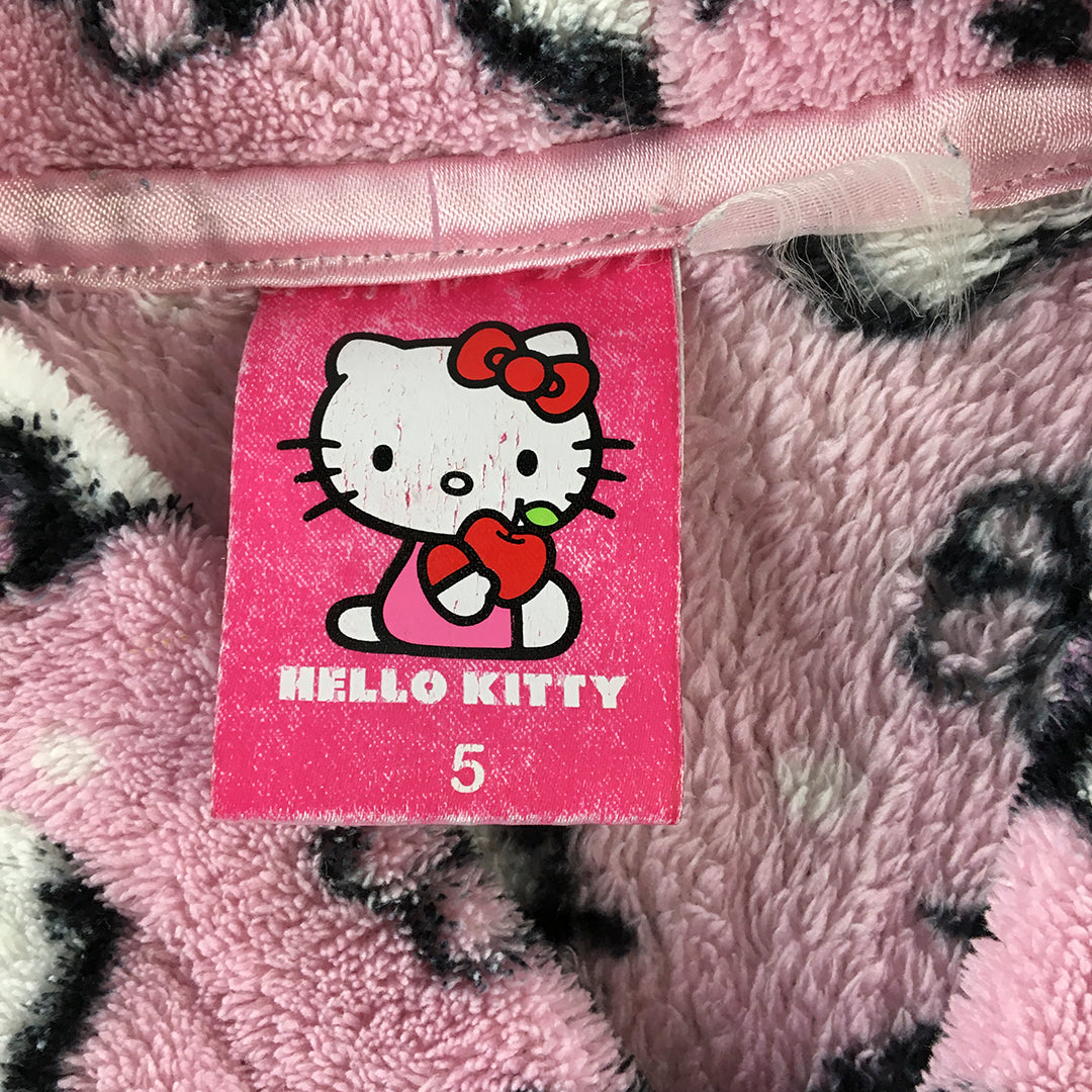 Hello Kitty Kids Girls Dressing Gown Size 5 Pink Fleeve Robe