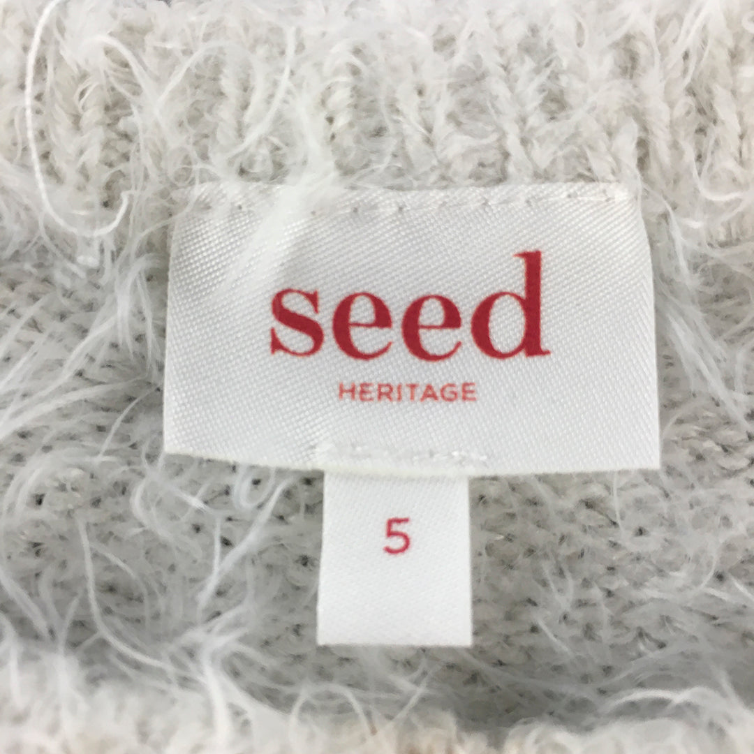 Seed Heritage Kids Girls Knit Sweater Size 5 White Pullover Jumper