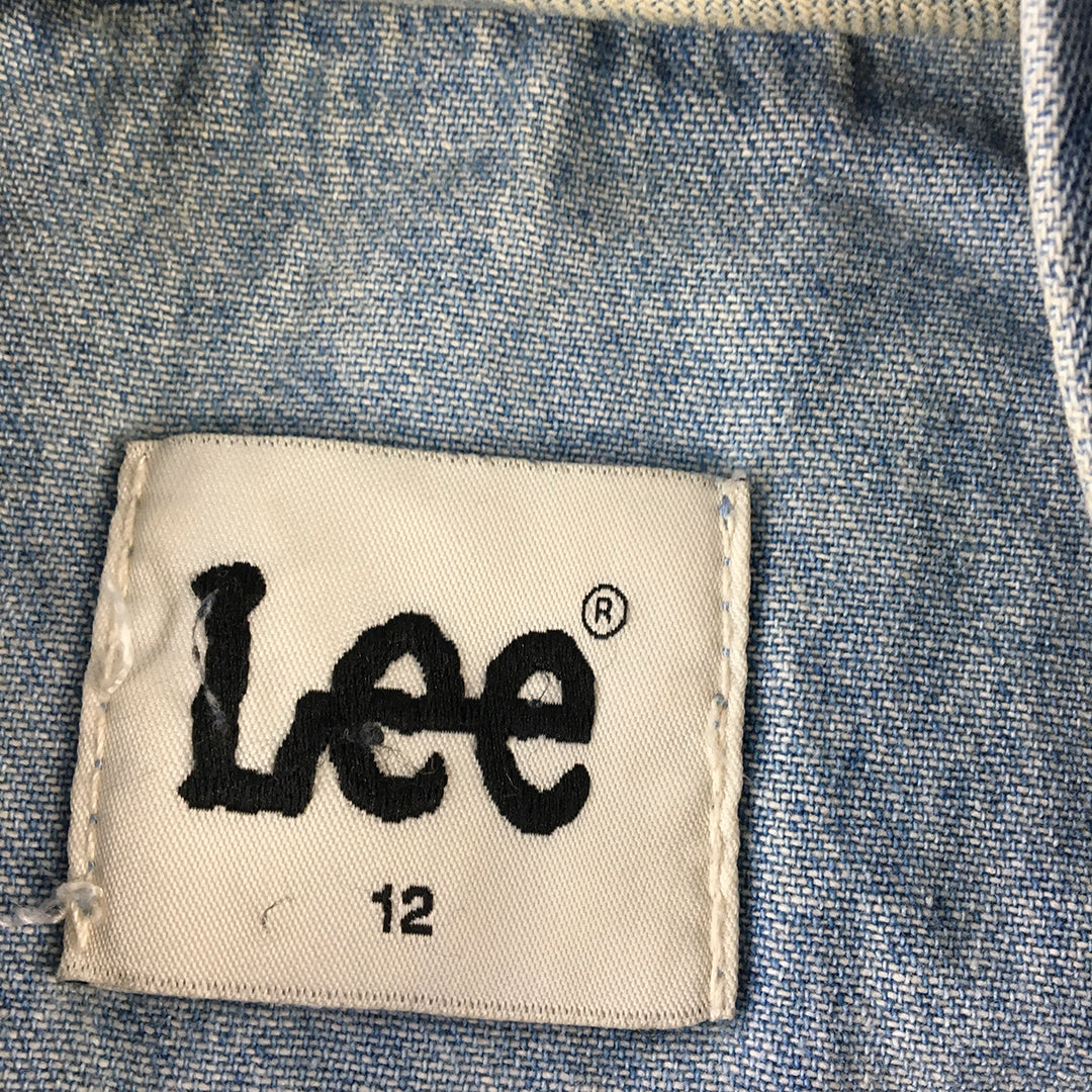 Lee Womens Denim Jacket Size 12 Blue Button Up Hoodie Pockets