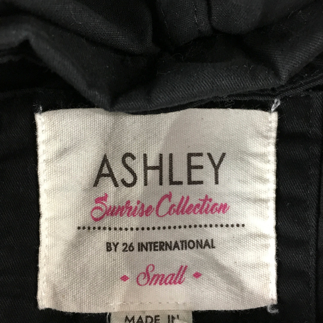 Ashley By 26 International Womens Parka Jacket Size S Black Snap Button Pockets