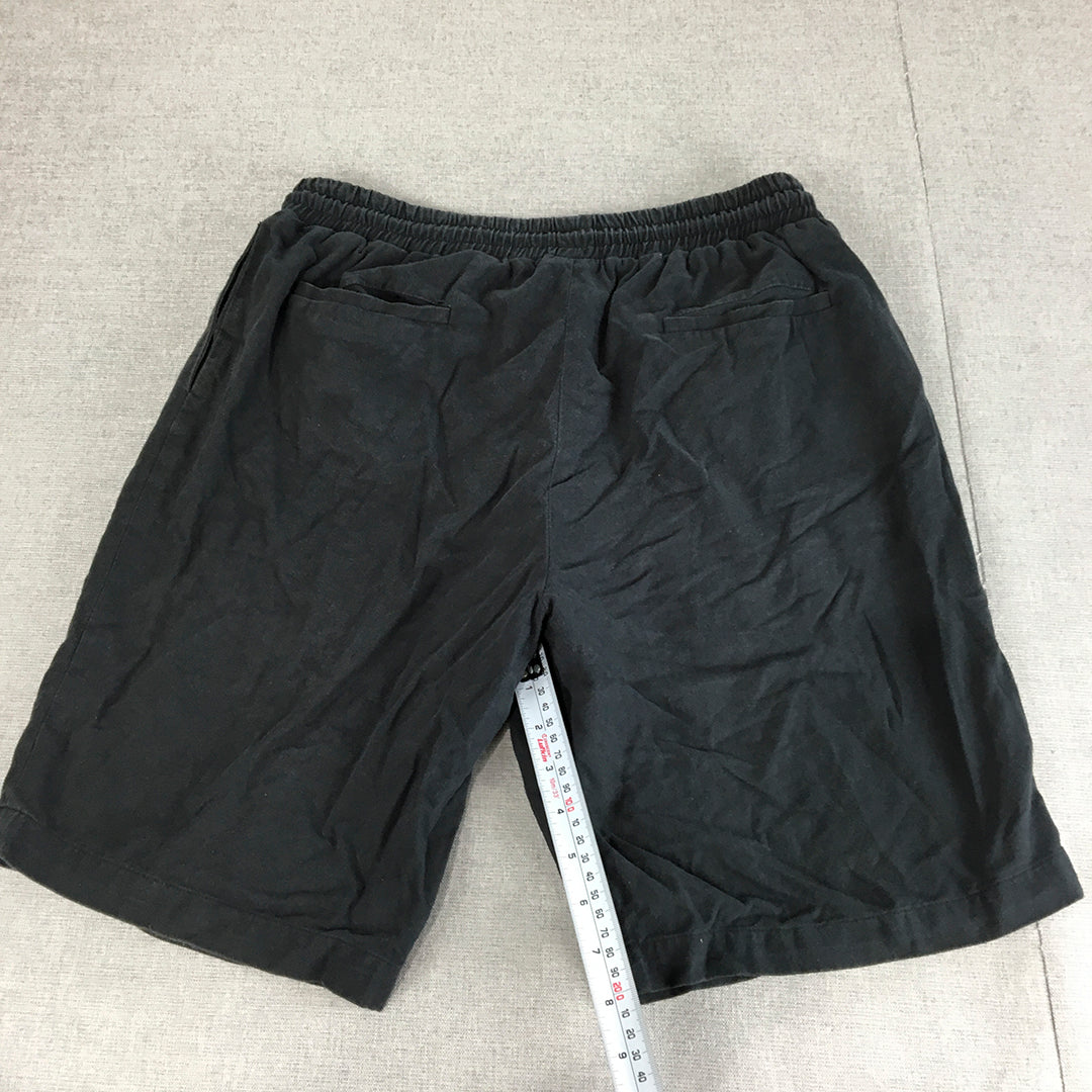 Aime Leon Dore Mens Shorts Size L Black Wool Blend Drawstring Elastic Waist