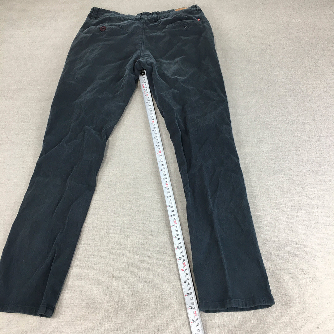 Louis Philippe Mens Chino Pants Size 30 Blue Slim Straight Leg Pockets