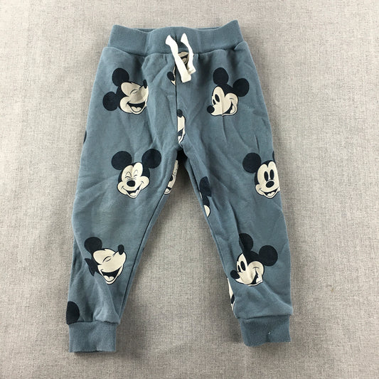 Disney Kids Pants Size 2 (18 - 24 Months) Blue Mickey Mouse Drawstring