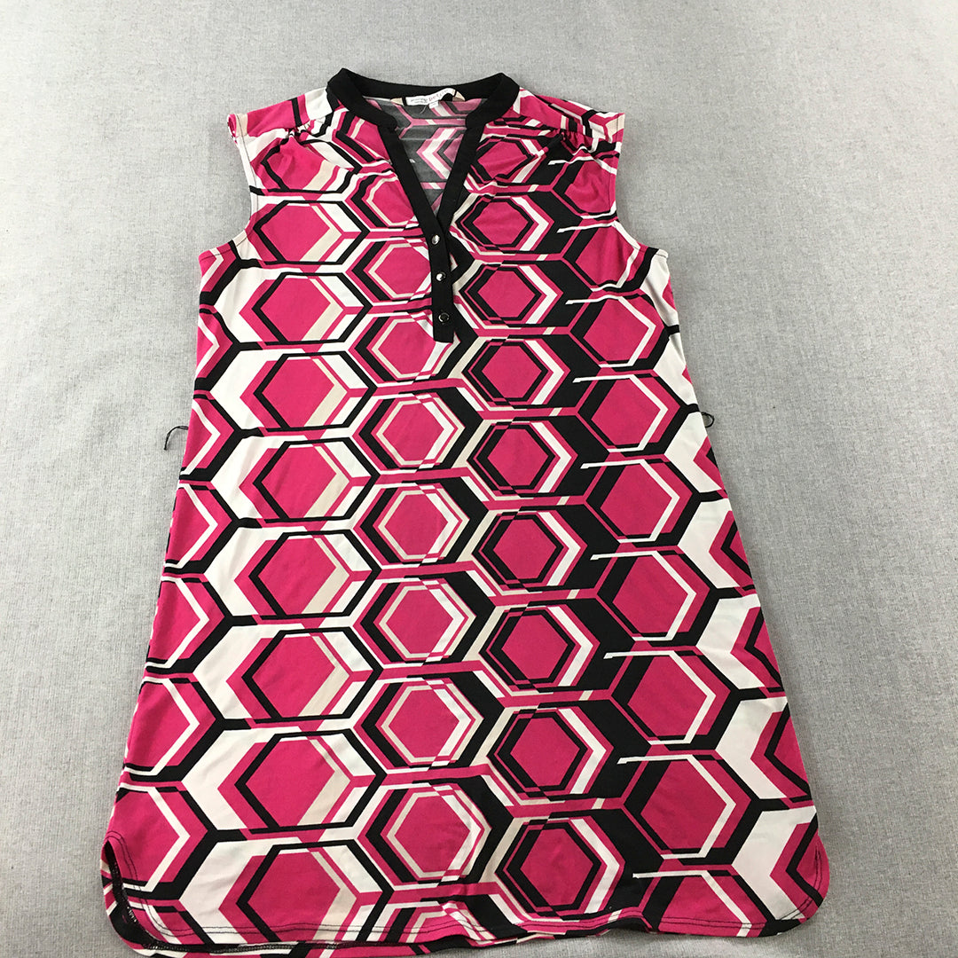 Principles By Ben De Lisi Mini Dress Size 14 Petite Pink Hexagon Geometric