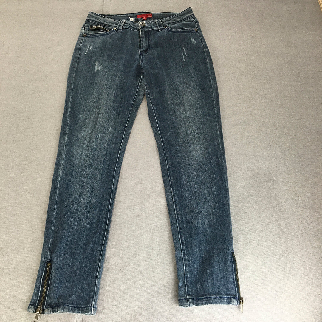 Xrd Denim Womens Skinny Jeans Size 10 Blue Stretch Zipper Hems