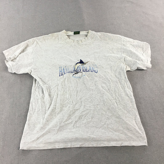 Vintage Hamilton Island Australia T-Shirt Mens Size M Grey Embroidered Logo 90s