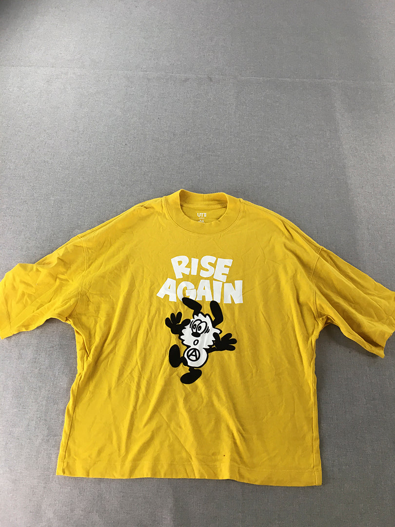 Uniqlo UT x Verdy T-Shirt Adult Size S Yellow Rise Again Short Sleeve