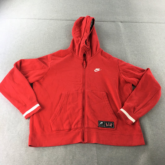 Nike Air Mens Hoodie Jacket Size L Red Logo Zip-Up Pockets Windbreaker Coat