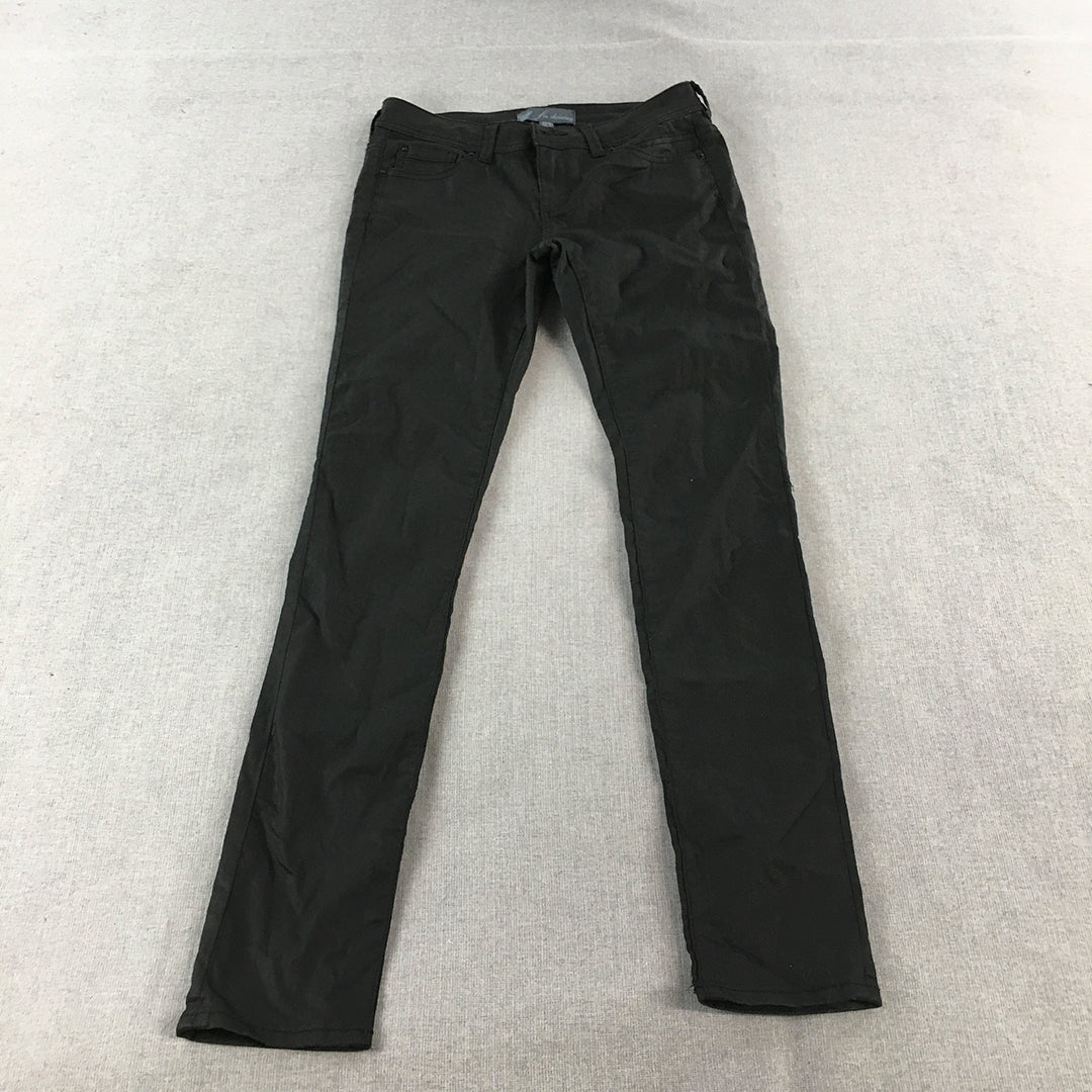 Fn Denim Womens Waxed Skinny Jeans Size 10 Black Stretch Dark Wash