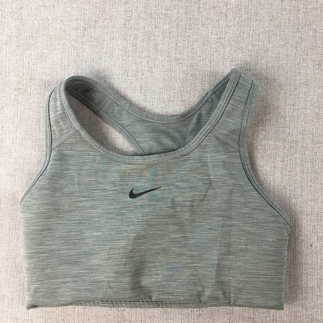 Nike Womens Sports Bra Size XS Grey Swoosh Logo Cropped Top Sleeveless