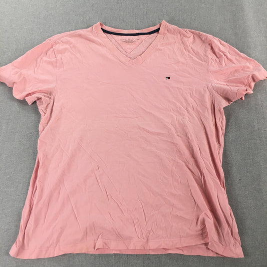 Tommy Hilfiger Mens T-Shirt Size XL Pink Logo Short Sleeve Crew Neck Tee