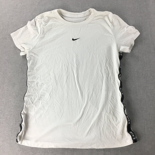 Nike Womens T-Shirt Size M Embroidered Swoosh Logo Short Sleeve White