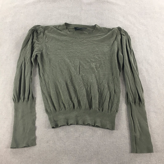 Decjuba Womens Knit Sweater Size L Khaki Green Pullover Jumper