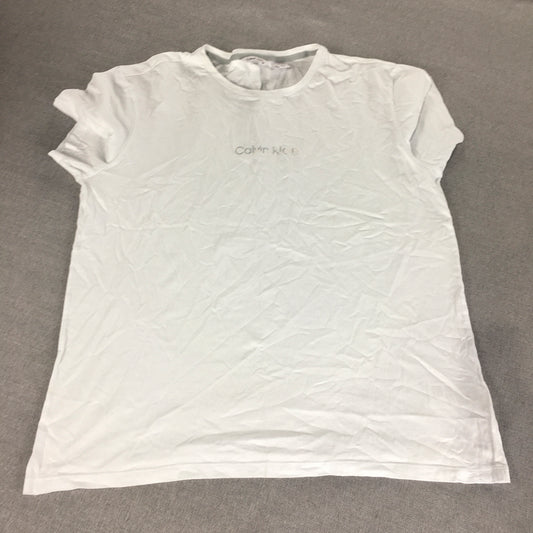 Calvin Klein Mens T-Shirt Size L White Logo Short Sleeve Tee