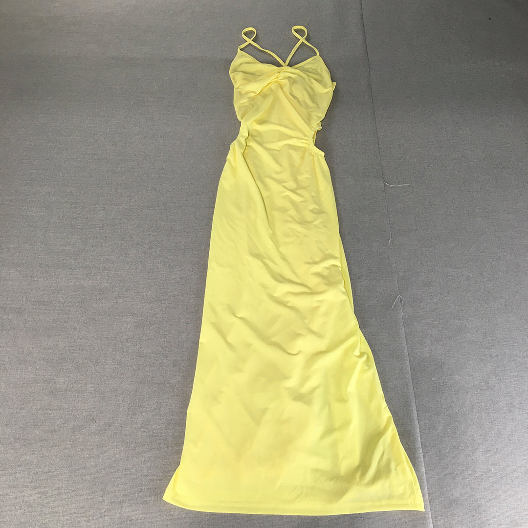 NEW Dazie Womens Dress Size 10 Yellow Midi Stretch Farbic Spaghetti Strap