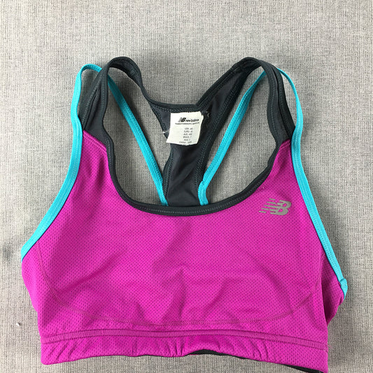 New Balance Womens Sports Bra Size XS Purple Logo Cropped Top