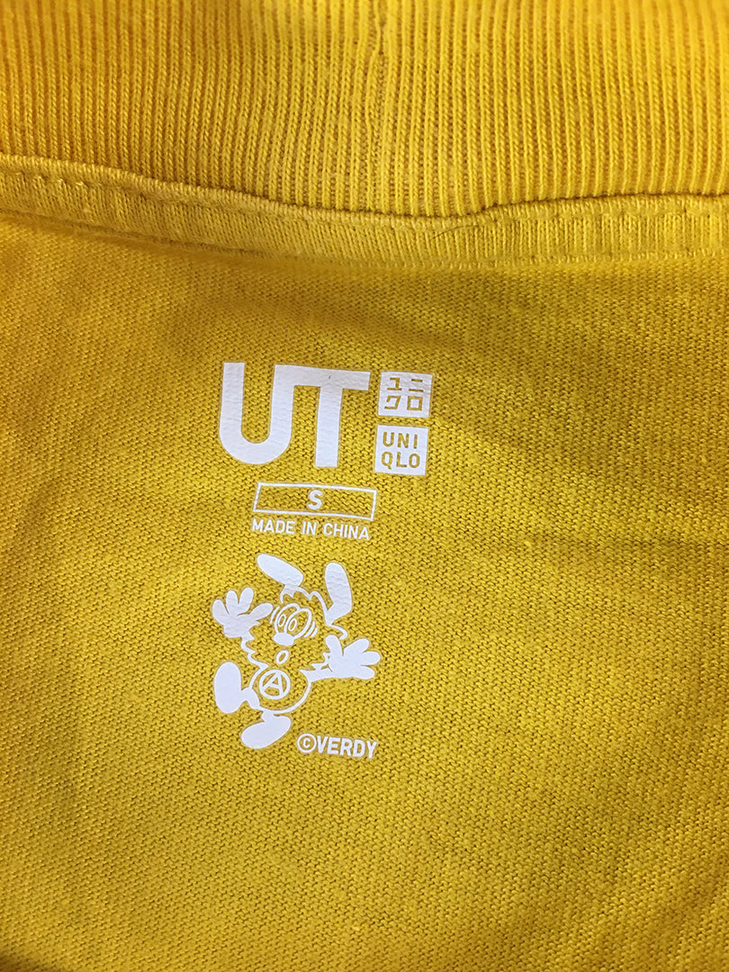 Uniqlo UT x Verdy T-Shirt Adult Size S Yellow Rise Again Short Sleeve