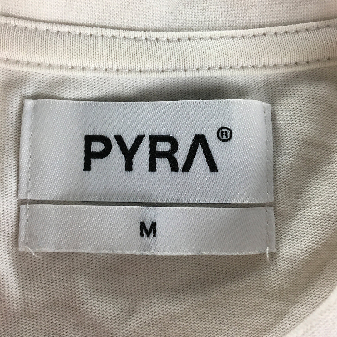 Pyra Mens T-Shirt Size M White Logo Short Sleeve Crew Neck Tee