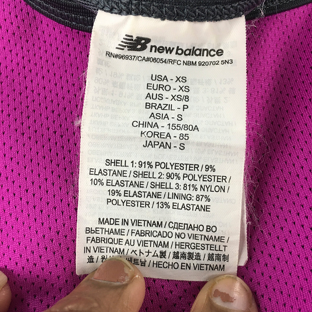 New Balance Womens Sports Bra Size XS Purple Logo Cropped Top