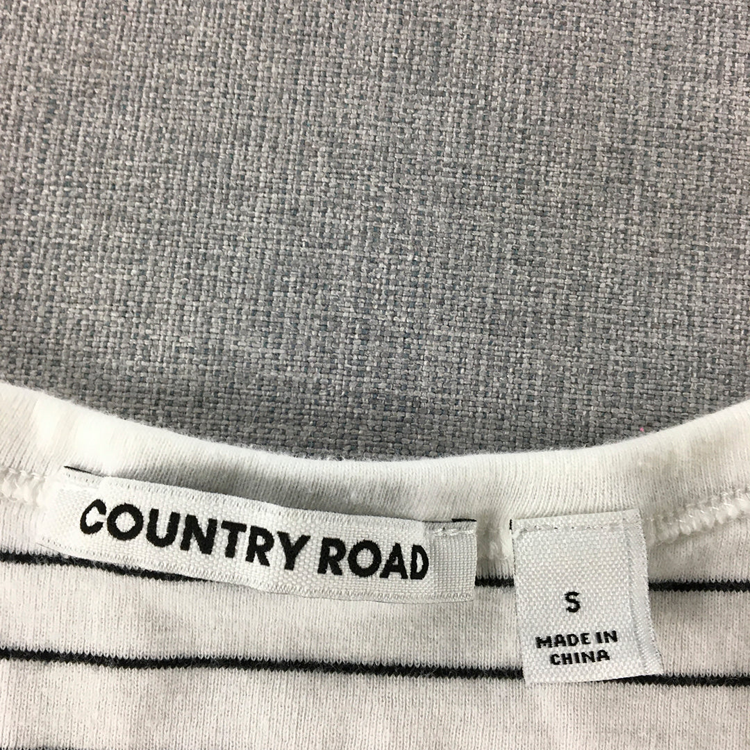 Country Road Womens Tank Top Size S White Striped Scoop Neck Sleeveless