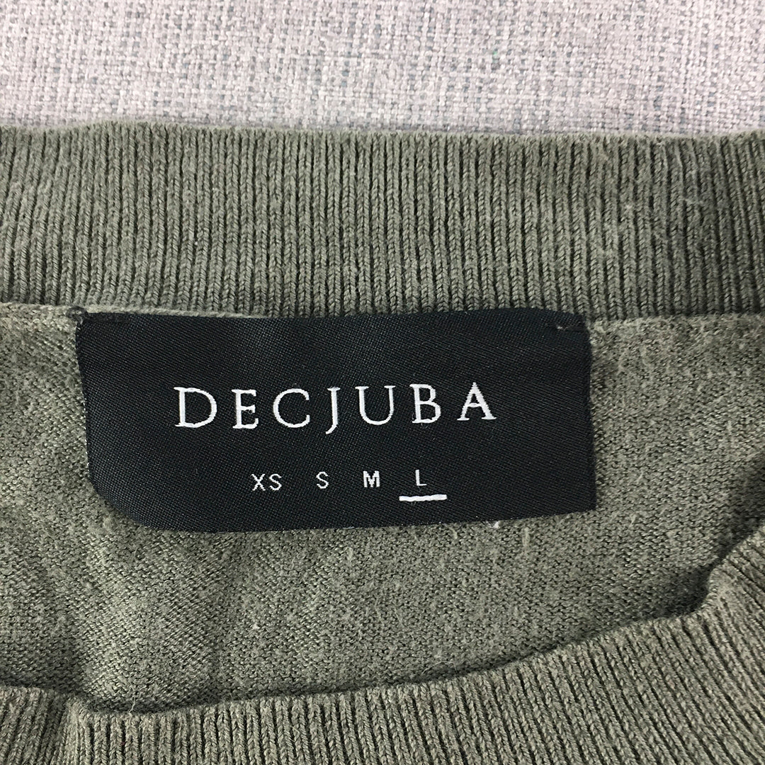 Decjuba Womens Knit Sweater Size L Khaki Green Pullover Jumper