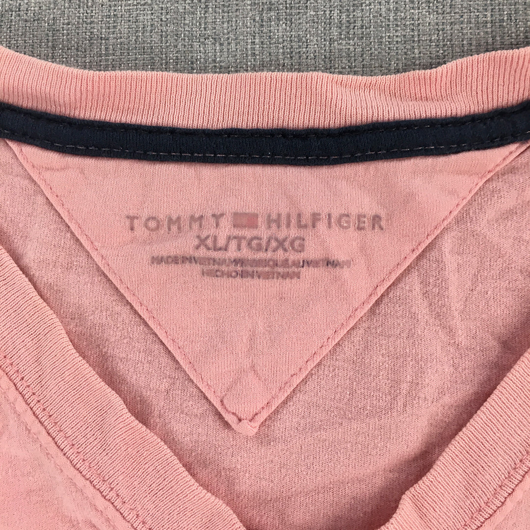 Tommy Hilfiger Mens T-Shirt Size XL Pink Logo Short Sleeve Crew Neck Tee