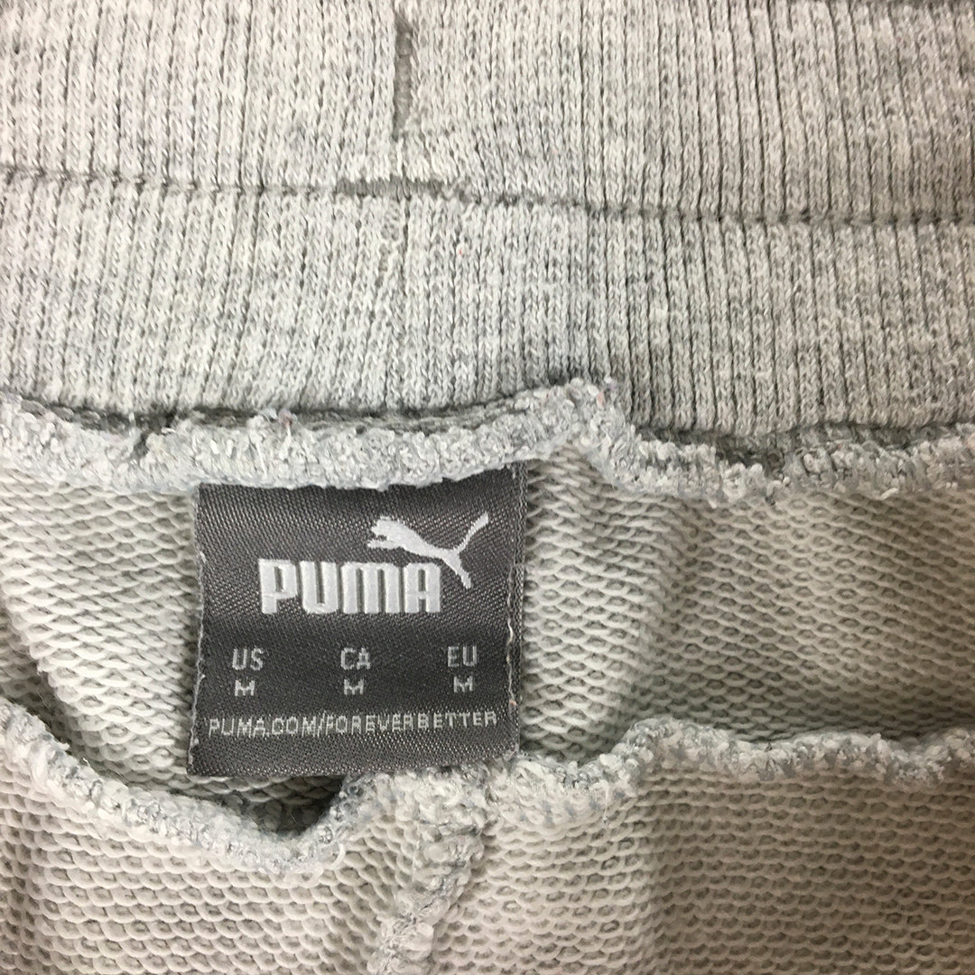 Puma Womens Shorts Size M Grey Logo Pockets Elastic Waist