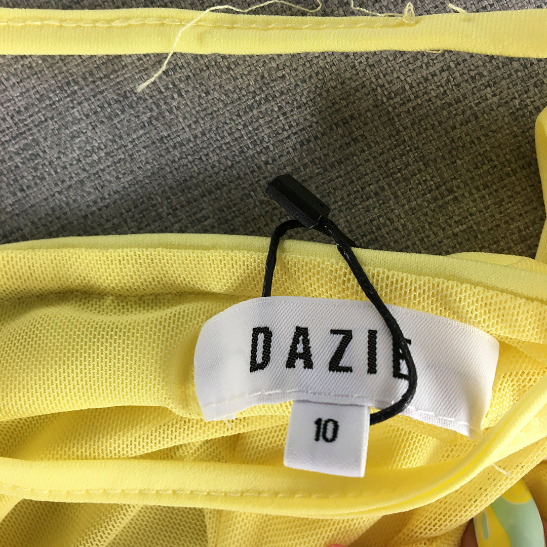 NEW Dazie Womens Dress Size 10 Yellow Midi Stretch Farbic Spaghetti Strap