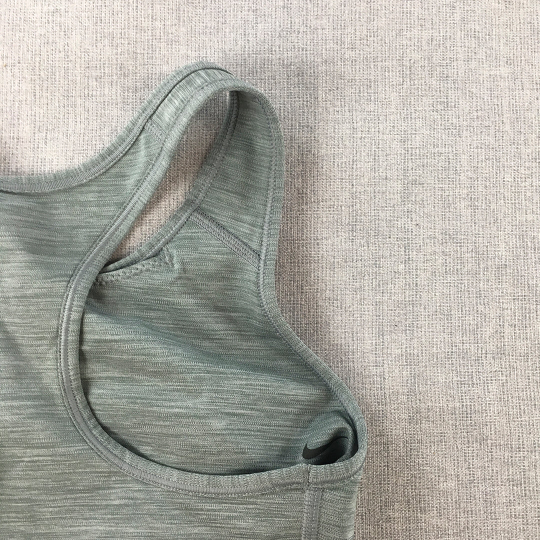 Nike Womens Sports Bra Size XS Grey Swoosh Logo Cropped Top Sleeveless