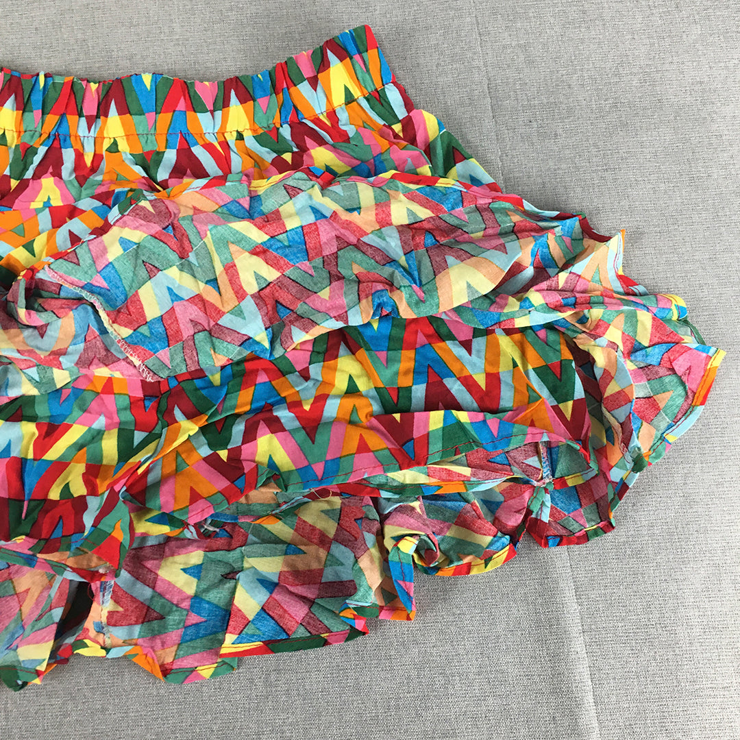 Thanners Womens Mini Skirt Size M/L Pink Green Abstract Geometric