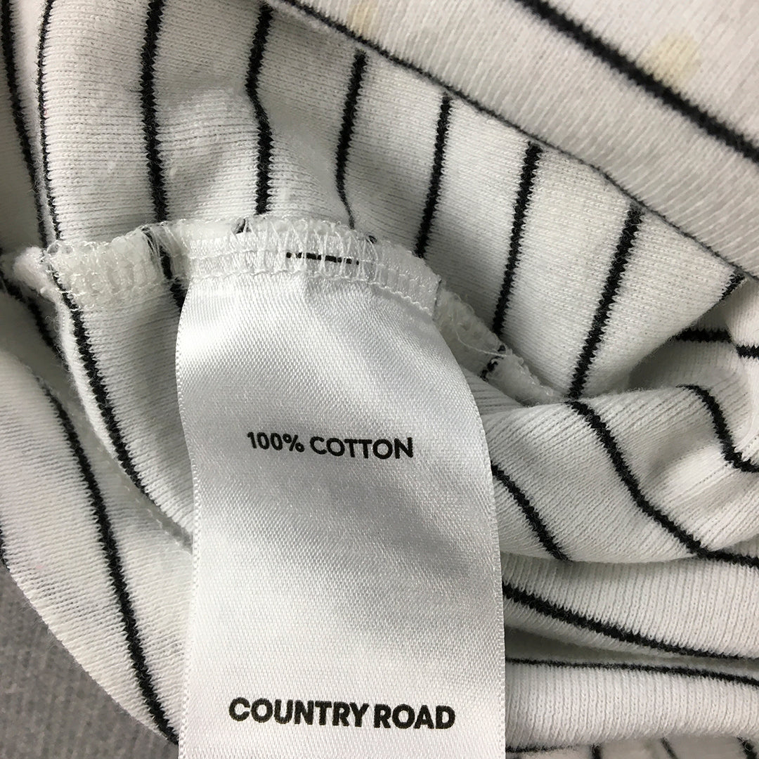 Country Road Womens Tank Top Size S White Striped Scoop Neck Sleeveless