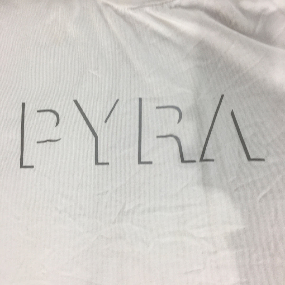 Pyra Mens T-Shirt Size M White Logo Short Sleeve Crew Neck Tee