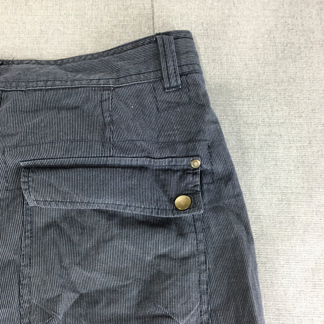 Core Mens Chino Shorts Size 36 Navy Blue Striped Pockets Casual