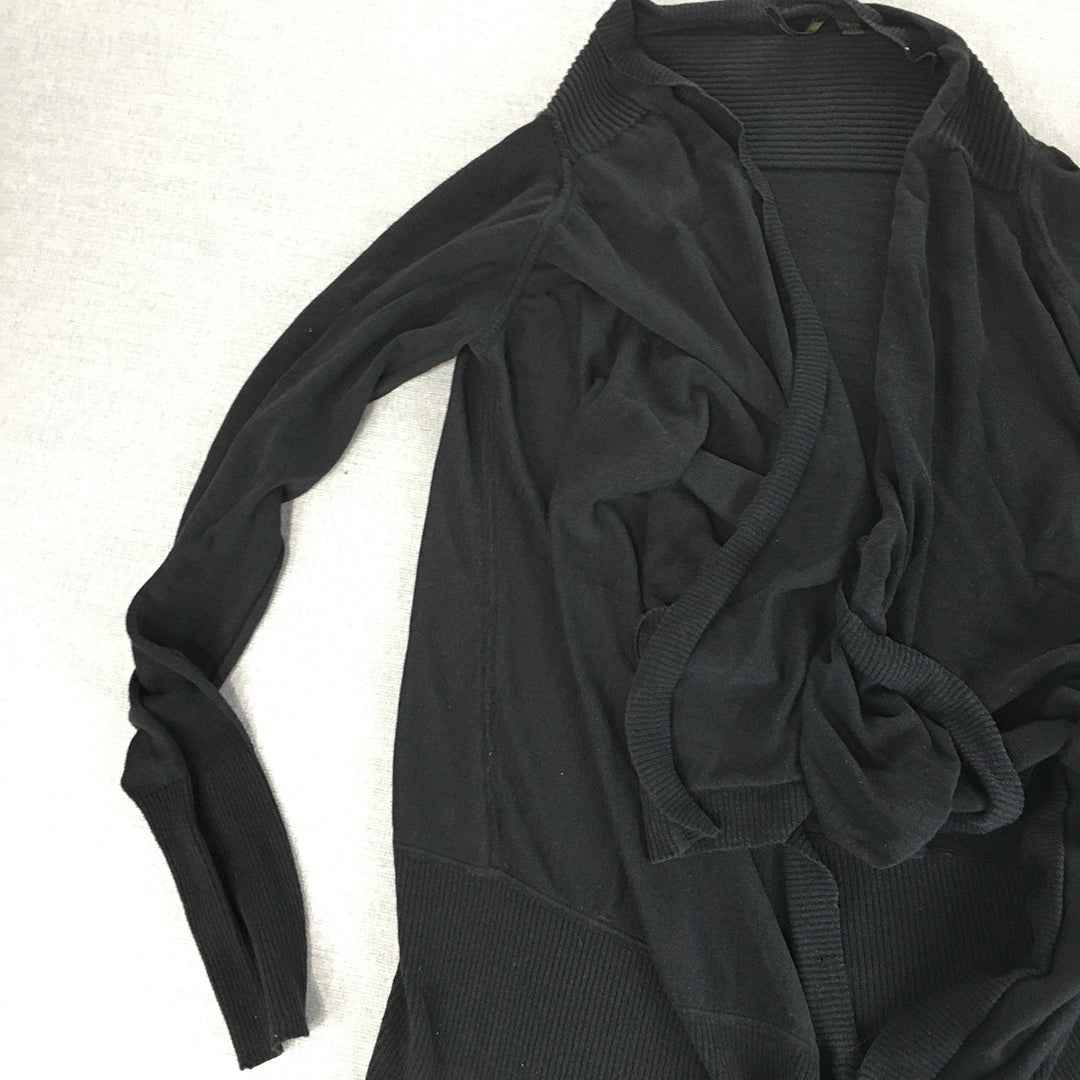 Country Road Womens Open-Front Cardigan Size S Black Knit Shawl Neck