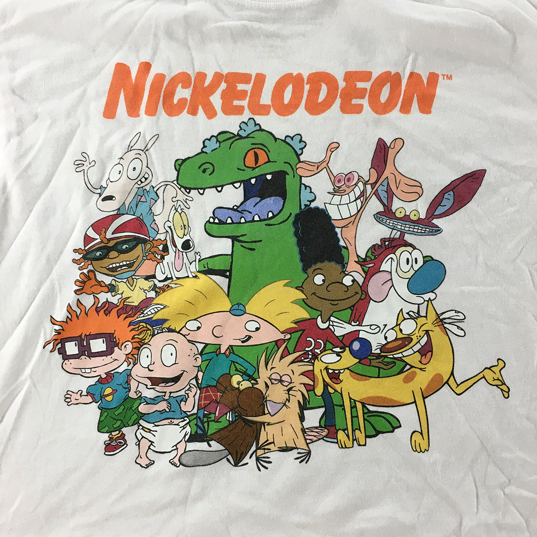 Nickelodeon Kids Girls Cropped Top Size M White Short Sleeve Cartoon T-Shirt