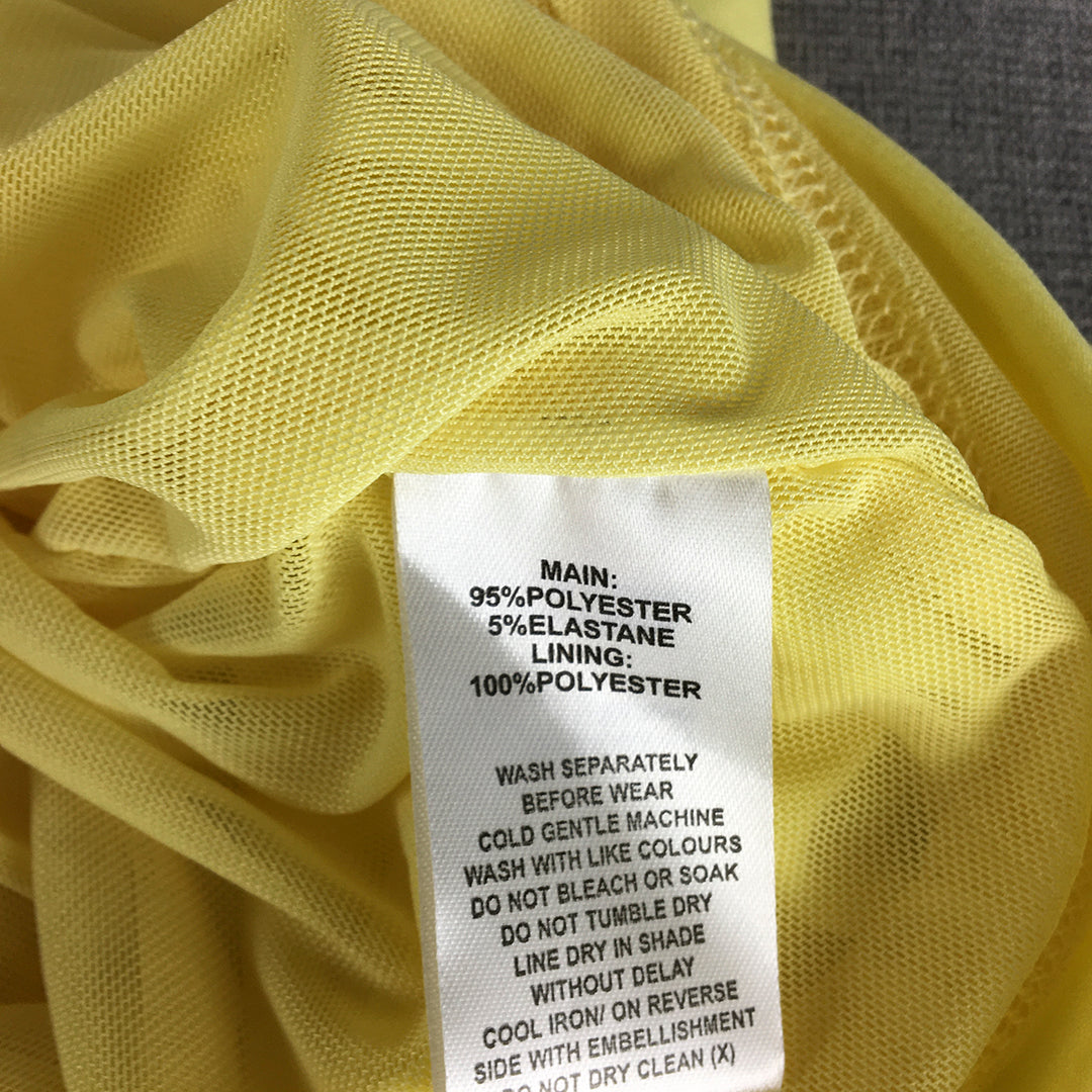 NEW Dazie Womens Dress Size 10 Yellow Midi Stretch Farbic Spaghetti Strap