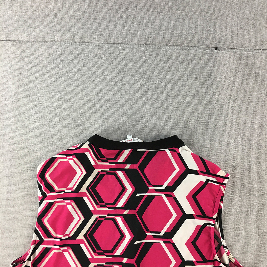 Principles By Ben De Lisi Mini Dress Size 14 Petite Pink Hexagon Geometric