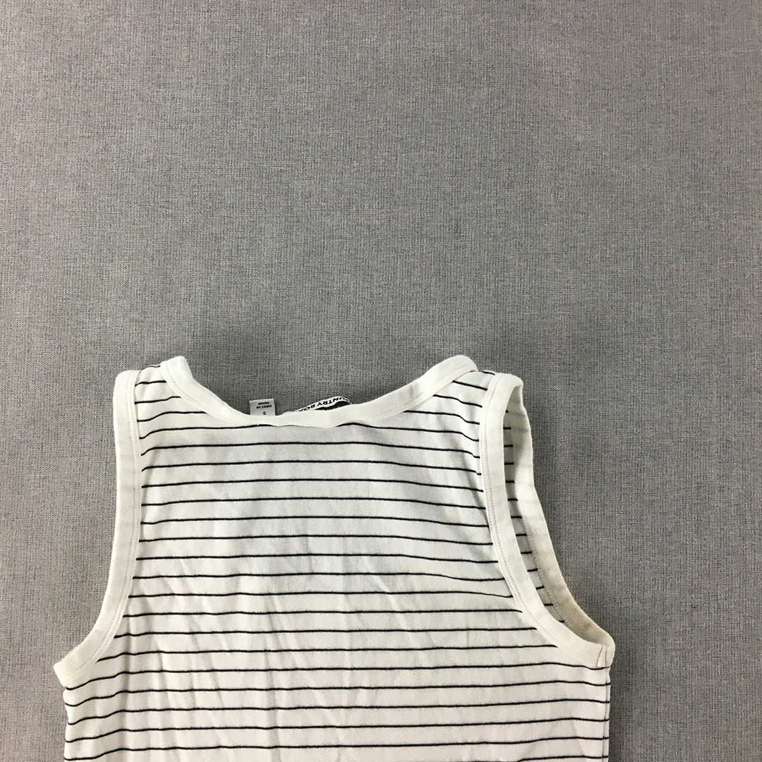 Country Road Womens Tank Top Size S White Striped Scoop Neck Sleeveless